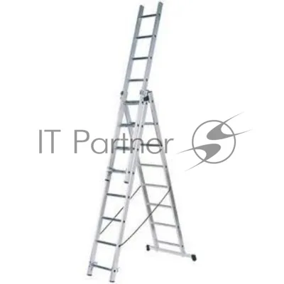 Лестница FIT 65432трехсекционная алюминиевая 3х7 ступеней h=202/339/476см вес 9.16кг
