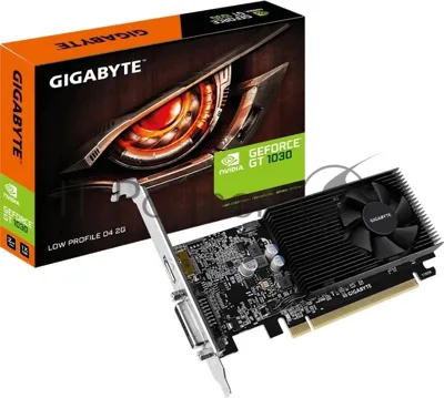 Видеокарта GIGABYTE GeForce GT 1030 Low Profile D4 2G, 2 GB DDR4, 64 bit, DVI-D, HDMI, GPU 1151 MHz
