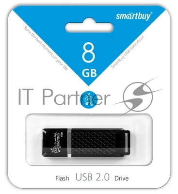 Флешка USB Smartbuy Quartz black (SB8GBQZ-K), 8Gb, USB 2.0, R/W 15/5, черный