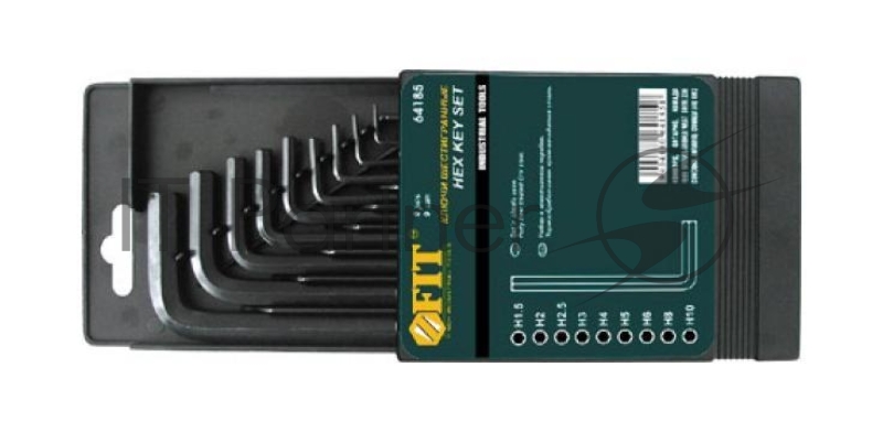 Набор торцевых ключей FIT 64185шестигранные короткие (1.5 - 10 мм) crv 9 шт (в коробочке)