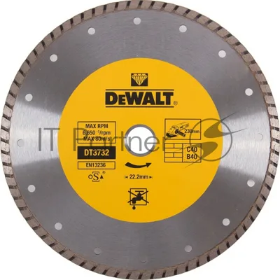 Диск алм. DeWALT DT3732-QZ со сплошной кромкой Turbo универсальн., 230x22.2x2.6мм