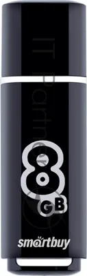 Флешка USB Smartbuy Glossy series black (SB8GbGS-K), 8Gb, USB 2.0, R/W 25/15, черный