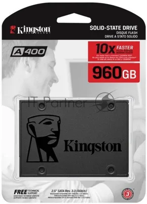 Накопитель SSD Kingston A400, 960Gb, SATA III, 2.5", R/W 500/450