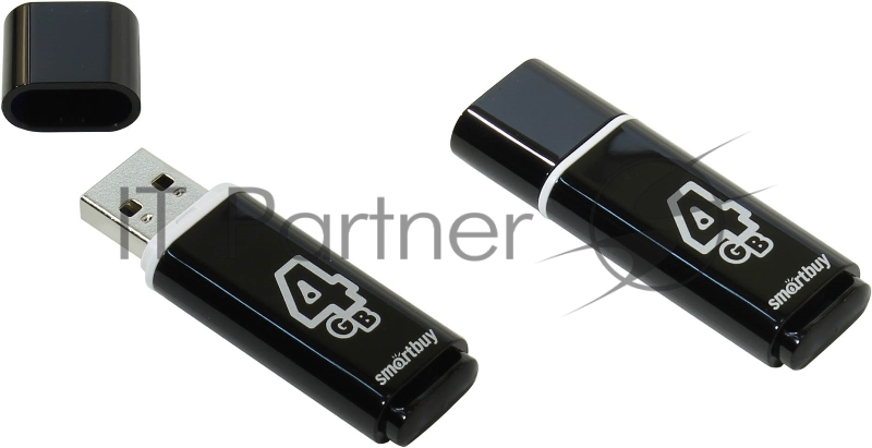 Флешка USB Smartbuy Glossy series black (SB4GbGS-K), 4Gb, USB 2.0, R/W 25/15, черный