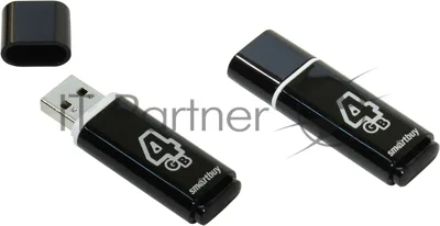 Флешка USB Smartbuy Glossy series black (SB4GbGS-K), 4Gb, USB 2.0, R/W 25/15, черный