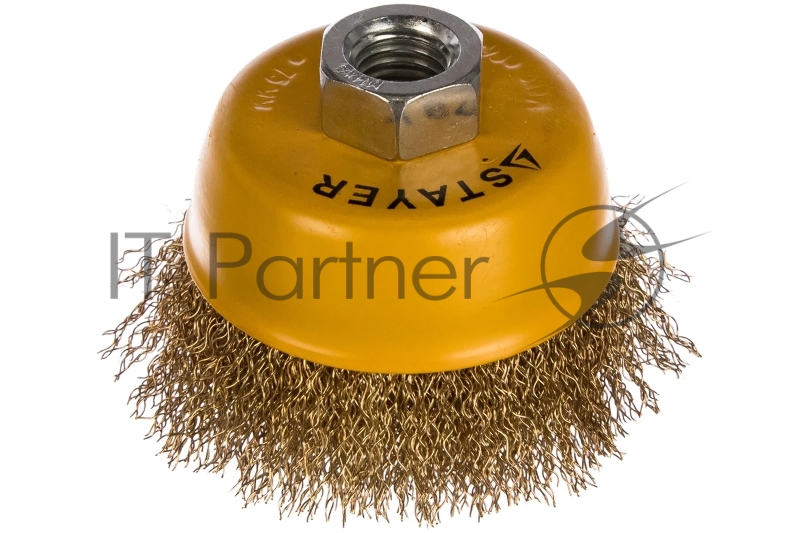 Кордщетка STAYER 35125-075_z01чашечная витая латунированная стальная проволока 0.3мм 75мм/М14