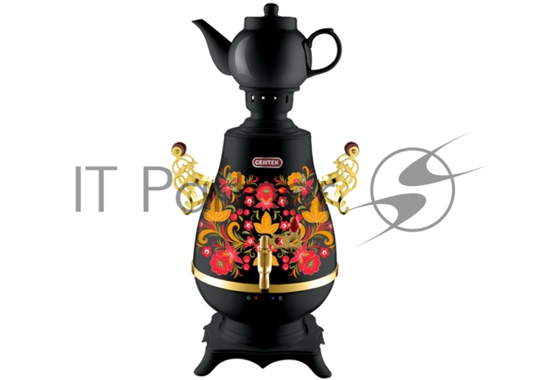 Самовар Centek CT-0092 B (черн+рисунок+золото), 4.0л, 2300 Вт, поддерж.t + LED индикатор