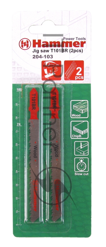 Пилка для лобзика Haммer Flex 204-103 JG WD T101BRдр.\пл, 74мм, шаг 2.5, обр.зуб, HCS, 2шт.