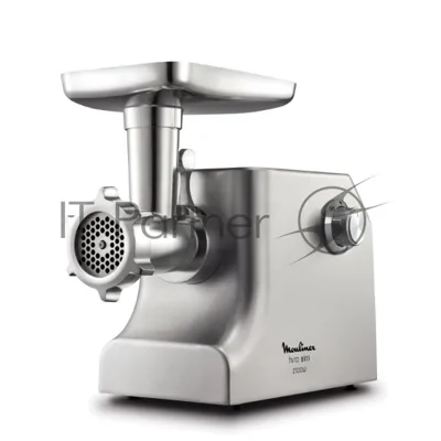 Мясорубка электрическая Moulinex ME858D32 серебристый, 2100 Вт, 5.5 кг/мин, реверс, защита от перегрузки, насадки - 8