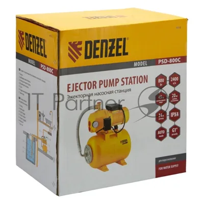Насосная станция Denzel PSD800C эжекторная 800Вт 2400л/ч ресивер 24л всасывание 20м