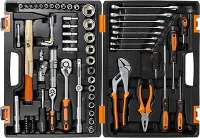 Набор инструментов, 1/2", 1/4", CrV, пластиковый кейс 76 предм