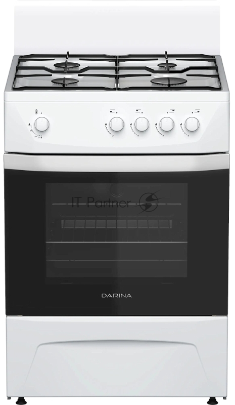 Плита газовая Darina C 1001 W белый/черный, конфорок 4 шт, духовка 50 л, 60 см x 85 см x 60 см