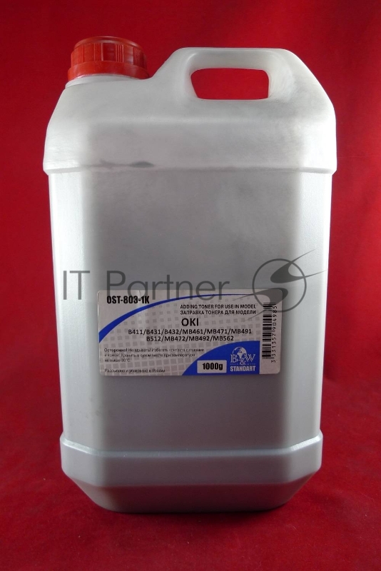 Тонер OKI B411/B431/B432/MB461/MB471/MB491/B512/MB472/MB492/MB562 Black (кан. 1кг) B&W Standart фас. Россия