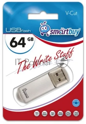 Флешка USB Smartbuy V-Cut Silver (SB64 GbVC-S), 64Gb, USB 2.0, R/W 25/15, серебристый