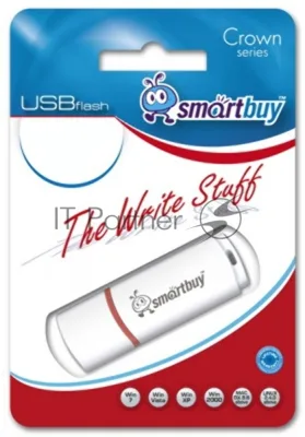 Флешка USB Smartbuy Crown white (SB64GbCRW-W), 64Gb, USB 2.0, R/W 20/10, белый/красный