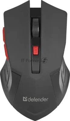 Мышь беспроводная Defender Accura MM-275 красный, 1600 dpi, радиоканал, USB, кнопки - 6