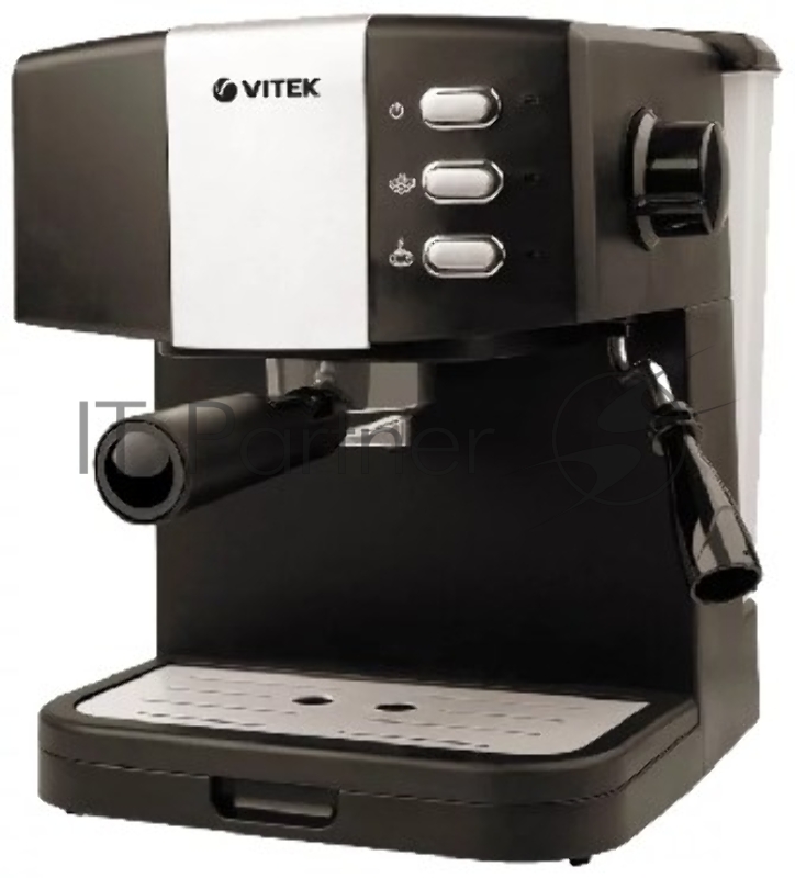 Кофеварка рожковая Vitek VT-1523(MC) черный/серебристый, исп. кофе - молотый, 1.5 л, 850 Вт, 15 Бар.