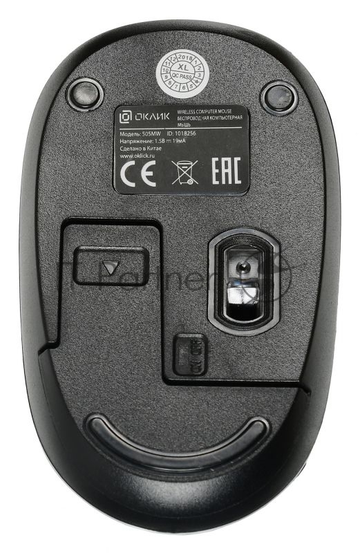 Мышь беспроводная Oklick 505MW черный, 1000 dpi, радиоканал, USB, кнопки - 3