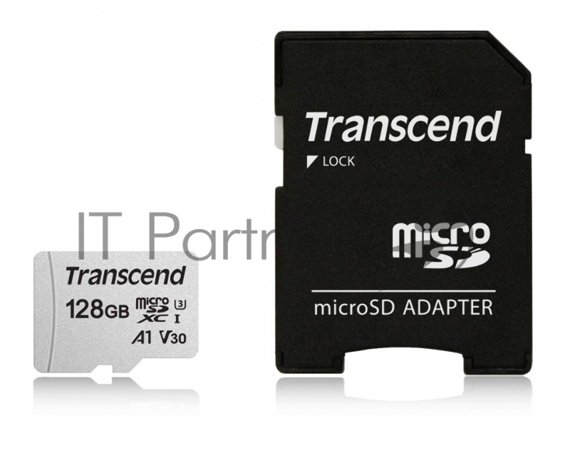 Флеш карта Transcend Micro SecureDigital 128Gb MicroSDXC Class 10 UHS-I U3, SD adapter(TS128GUSD300S-A)