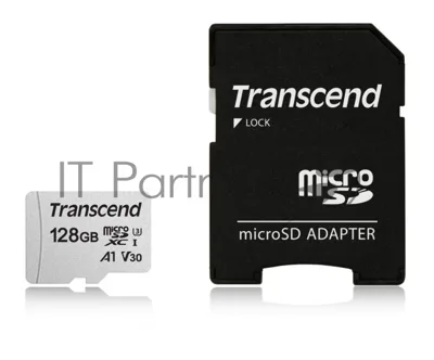 Флеш карта Transcend Micro SecureDigital 128Gb MicroSDXC Class 10 UHS-I U3, SD adapter(TS128GUSD300S-A)