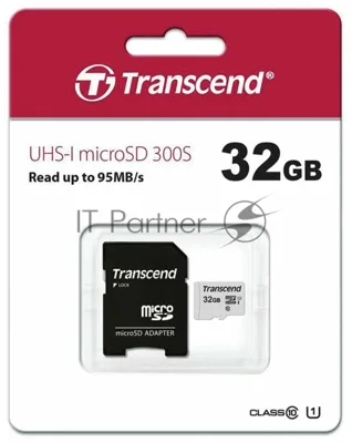 Флеш карта Micro SecureDigital 32Gb Transcend TS32GUSD300S-A MicroSDHC Class 10 UHS-I, SD adapter