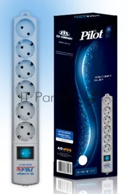 Сетевой фильтр ZIS Pilot S, 6 розеток, 3 м, белый, Pilot S3M