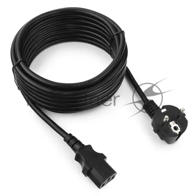 Кабель питания Cablexpert PC-186-1-5M, 5м, Schuko- C13, 3x1кв.мм, черный, с заземлением, пакет