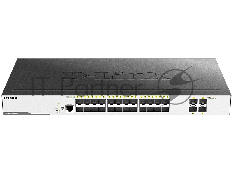 Коммутатор D-Link DGS-3000-28XS/B1A, 24×1 Гбит/с SFP + 4×10 Гбит/с SFP+, управляемый