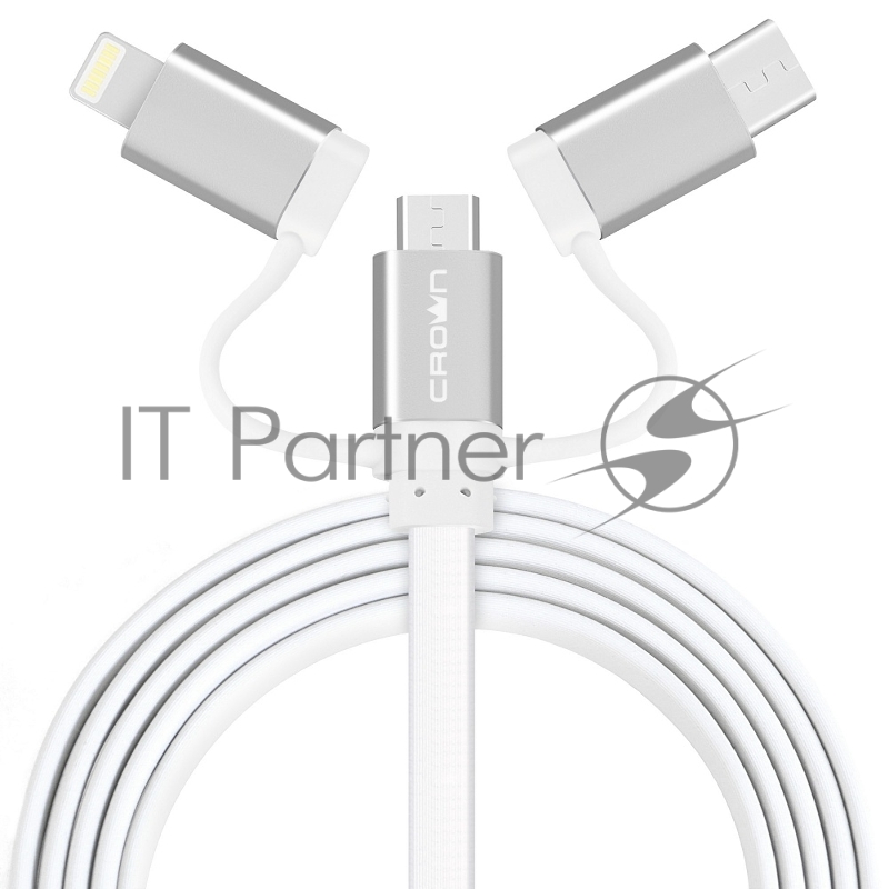 Кабель Crown USB - microUSB/USB Type-C/Lightning CMCU-3182 белый