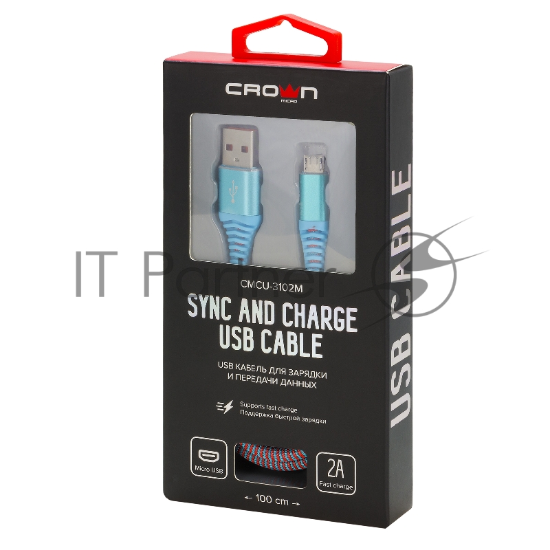 Кабель Crown USB - microUSB CMCU-3102M blue