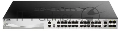 Коммутатор D-Link DGS-3130-30TS/A1A, L2+ Managed Switch with 24 10/100/1000Base-T ports and 2 10GBase-T ports and 4 10GBase-X SFP+ ports.16K Mac address, SIM,  USB port, IPv6, SSL v3, 802.1Q VLAN,GVRP, 802.1v P