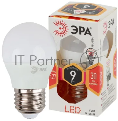 Лампа светодиодная ЭРА LED smd P45-9w-827-E27
