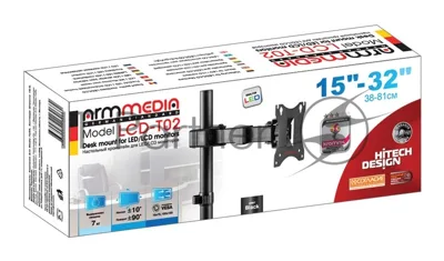 Кронштейн для мониторов Arm Media LCD-T02 черный 15"-32" макс.7кг настольный поворот и наклон верт.перемещ.