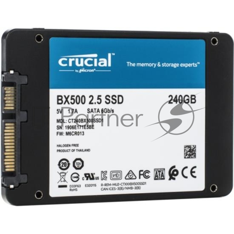 Накопитель SSD Crucial BX500, 240Gb, 2.5", SATA III, R/W 540/500