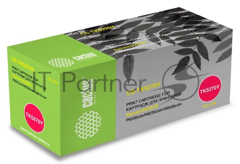 Картридж лазерный Cactus CS-TK5270Y желтый (6000 стр.) для Kyocera ECOSYS P6230cdn, M6230cidn, M6630cidn
