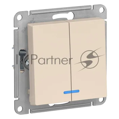 Механизм выключателя 2-кл. СП AtlasDesign 10А IP20 (сх. 5а) 10AX с подсветкой беж.