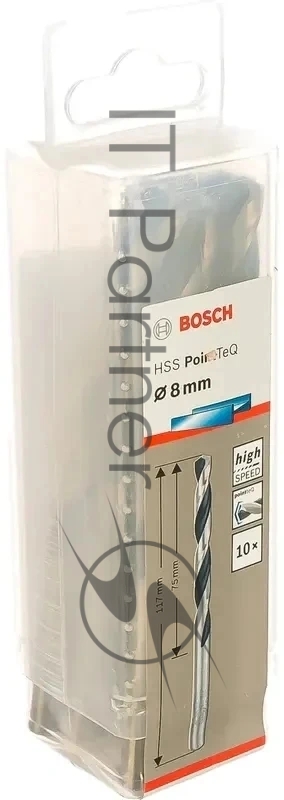 Сверло спиральное по металлу Bosch ,10 HSS PointTeQ ( 8х75х117 мм) 2608577248