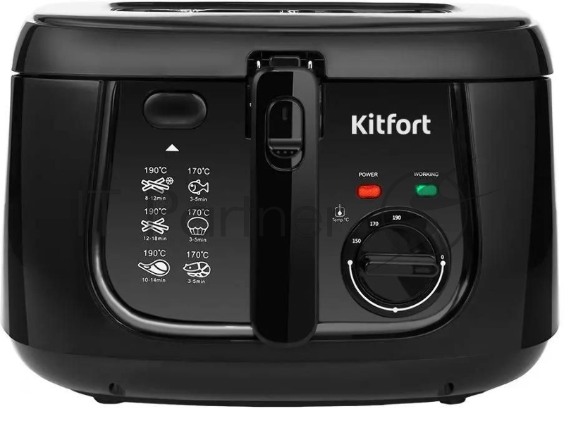 Фритюрница Kitfort KT-2018 чёрный, 1800 Вт, 2.5 л, 0.375 кг
