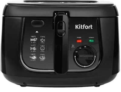 Фритюрница Kitfort KT-2018 чёрный, 1800 Вт, 2.5 л, 0.375 кг