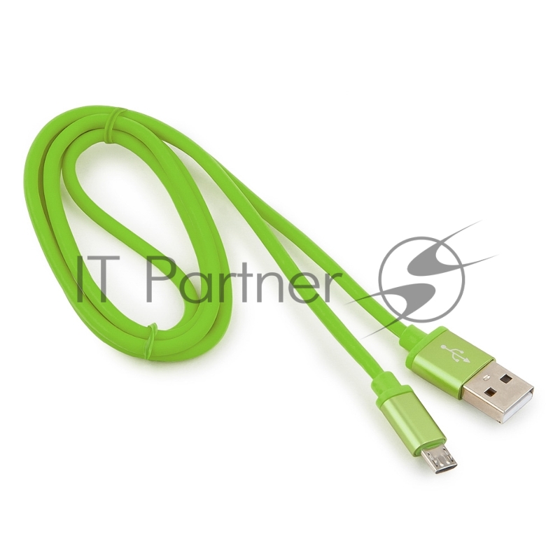 Кабель USB2.0 Cablexpert CC-S-mUSB01Gn-1M, AM/microB, серия Silver, 1м, зеленый, блистер