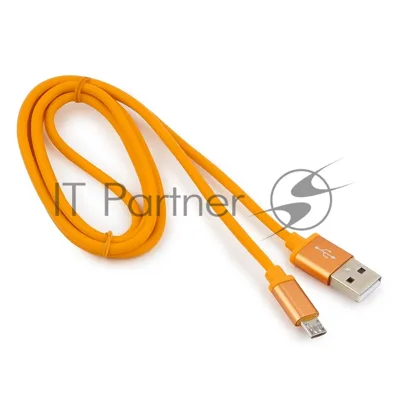 Кабель USB2.0 Cablexpert CC-S-mUSB01O-1M, AM/microB, серия Silver, длина 1м, оранжевый, блистер