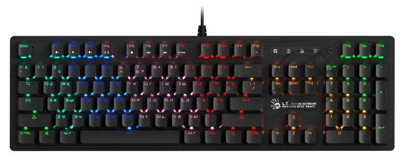 Клавиатура проводная A4 Bloody B820R Blue S механическая черный USB LED