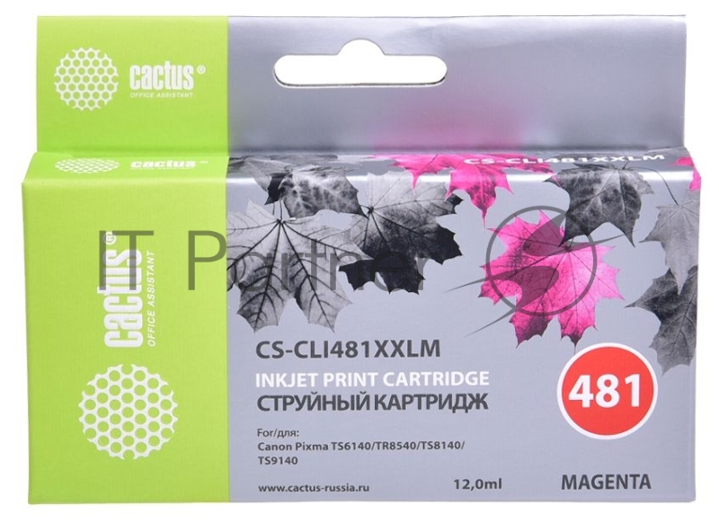 Картридж струйный Cactus CS-CLI481XXLM пурпурный (12 мл) для Canon Pixma TR7540/TR8540/TS6140/TS8140
