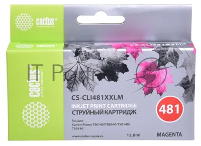 Картридж струйный Cactus CS-CLI481XXLM пурпурный (12 мл) для Canon Pixma TR7540/TR8540/TS6140/TS8140