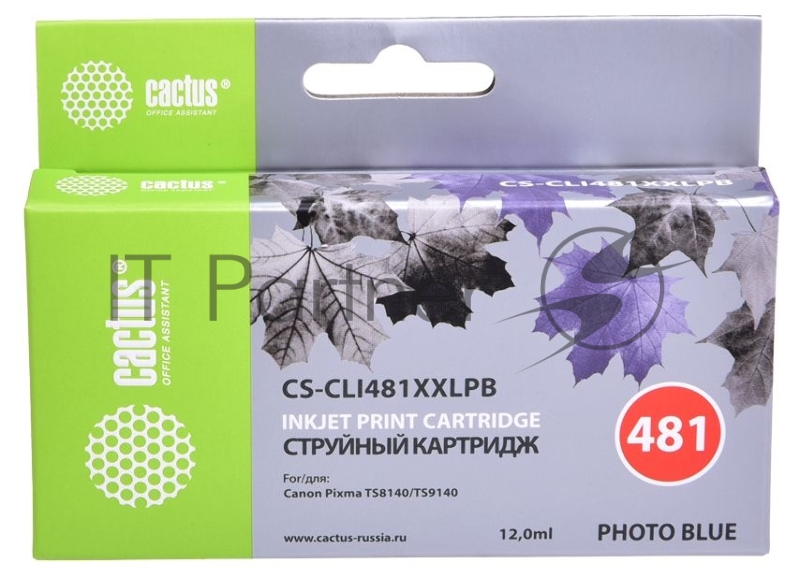 Картридж струйный Cactus CS-CLI481XXLPB фото голубой (12мл) для Canon Pixma TS8140/TS9140