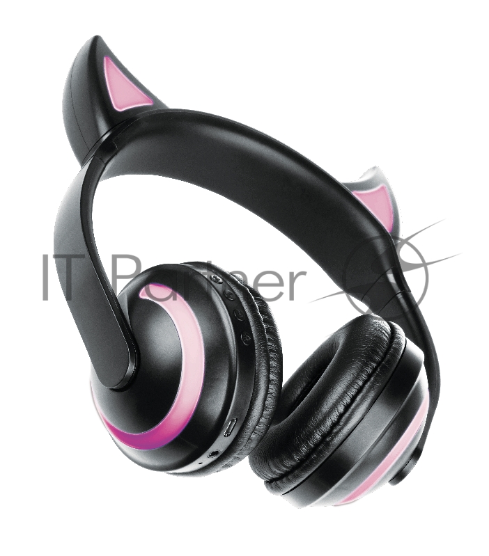 Беспроводные/проводные наушники Qumo Party Cat BT 0024 черный, накладные, Bluetooth + проводной, кошачьи ушки, до 7 ч