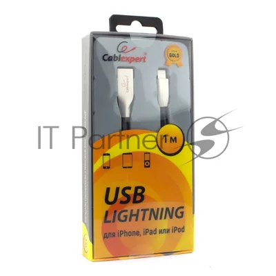 Кабель Cablexpert для Apple CC-G-APUSB01Bk-1M, AM/Lightning, серия Gold, длина 1м, черный, блистер
