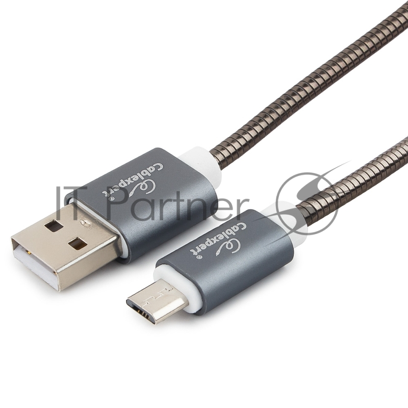 Кабель USB2.0 Cablexpert CC-G-mUSB02Gy-0.5M, AM/microB, серия Gold, длина 0.5м, титан, блистер