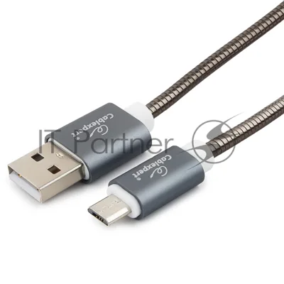 Кабель USB2.0 Cablexpert CC-G-mUSB02Gy-1.8M, AM/microB, серия Gold, длина 1.8м, титан, блистер