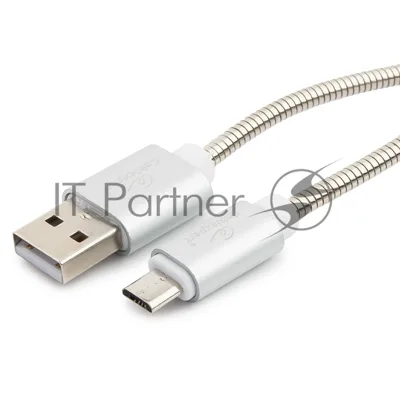 Кабель USB2.0 Cablexpert CC-G-mUSB02S-1.8M, AM/microB, серия Gold, длина 1.8м, серебро, блистер